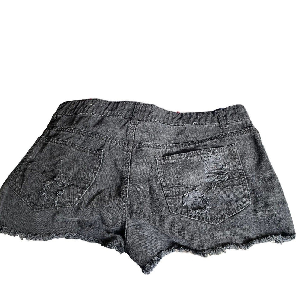 MUDD Black Jean Shorts Size 13 Juniors Denim Distressed High Waisted Frayed